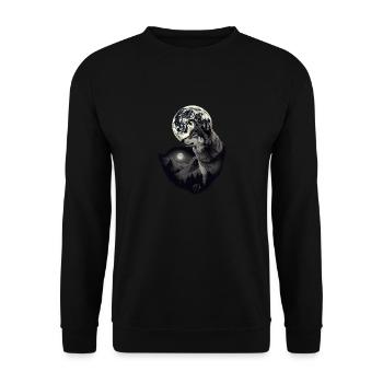 Forest with Full Moon and Grey Wolf wild animal - Unisex Sweatshirt - black - Front - Alina (178cm) & Michal (187cm)