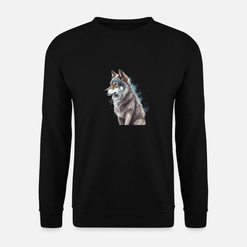 Grauer Wolf Jagdrevier Wilde Tiergrafik - Unisex Pullover - Schwarz