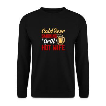 Cold Beer Smoking Grill Hot Wife Grilling BBQ Smok - Unisex Sweatshirt - black - Front - Alina (178cm) & Michal (187cm)