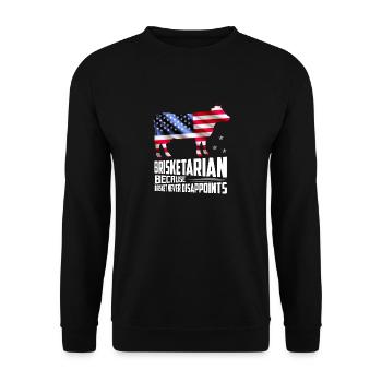 Brisketarian Because Brisket Grilling BBQ Smoker - Unisex Pullover - Schwarz - Vorne - Alina (178cm) & Michal (187cm)