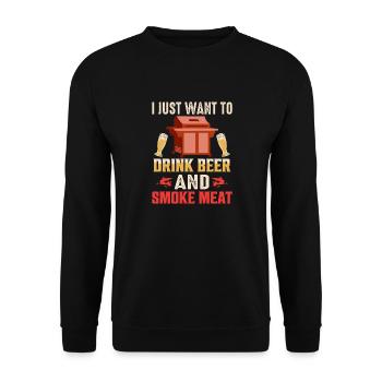 Je veux juste boire de la bière et fumer de la viande fumeur BB - Sweat-shirt Unisexe - noir - Devant - Alina (178cm) & Michal (187cm)