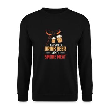 Je veux juste boire de la bière et fumer des grillades de viande - Sweat-shirt Unisexe - noir - Devant - Alina (178cm) & Michal (187cm)