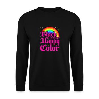 Black Is My Happy Color, Gothic Pink Emo Goth - Unisex Pullover - Schwarz - Vorne - Alina (178cm) & Michal (187cm)