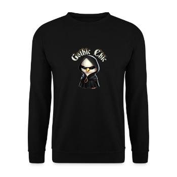 Gothic Chic Emo Chicken, Funny Death Metal Goth - Unisex Pullover - Schwarz - Vorne - Alina (178cm) & Michal (187cm)