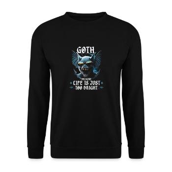 Gothic Life Is Too Bright, Emo Sunglasses Goth Bat - Unisex Pullover - Schwarz - Vorne - Alina (178cm) & Michal (187cm)
