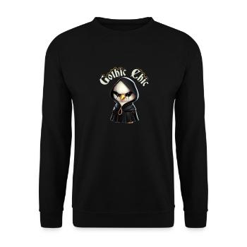 Gothic Chic Emo Chicken, Funny Death Metal Goth - Unisex Pullover - Schwarz - Vorne - Alina (178cm) & Michal (187cm)