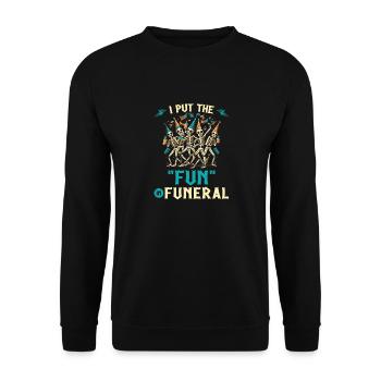 I Put The Fun In Funeral Gothic Skeletons Emo Goth - Unisex Pullover - Schwarz - Vorne - Alina (178cm) & Michal (187cm)