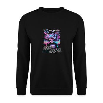 Anime Mädchen - Unisex Pullover - Schwarz - Vorne - Alina (178cm) & Michal (187cm)