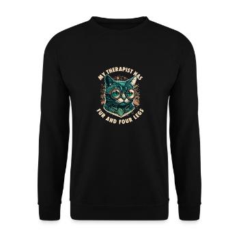 Lustiges Katzenliebhaber Geschenk Für Katzen Mama - Unisex Pullover - Schwarz - Vorne - Alina (178cm) & Michal (187cm)