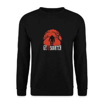 Geosquatch Lustiges Geocaching Sasquatch Außerhalb - Unisex Pullover - Schwarz - Vorne - Alina (178cm) & Michal (187cm)