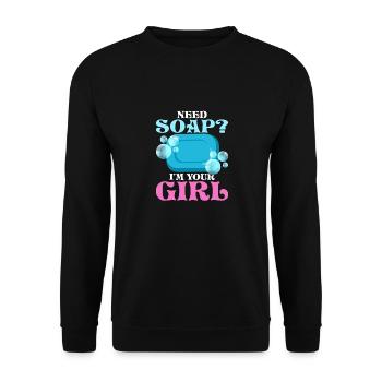 Need Soap? I'm Your Girl Soapmaker Soapmaking - Unisex Sweatshirt - black - Front - Alina (178cm) & Michal (187cm)