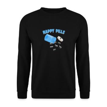Pilules heureuses Lézards Drôle Tokay Gecko Amants Humour - Sweat-shirt Unisexe - noir - Devant - Alina (178cm) & Michal (187cm)