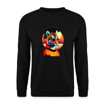 Cooler Tiger trägt Sonnenbrille - Unisex Pullover - Schwarz - Vorne - Alina (178cm) & Michal (187cm)