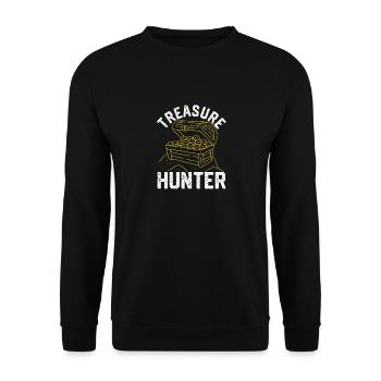 Treasure Hunter Funny Geocaching Metalldetektion - Unisex Pullover - Schwarz - Vorne - Alina (178cm) & Michal (187cm)