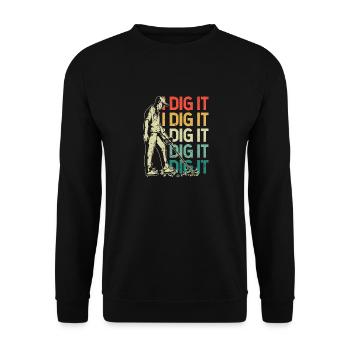I Dig It Metal Detection Hunter Dectorist Geocache - Unisex Sweatshirt - black - Front - Alina (178cm) & Michal (187cm)