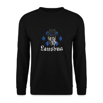 Lausbua bayrisch blau - Unisex Pullover - Schwarz - Vorne - Alina (178cm) & Michal (187cm)