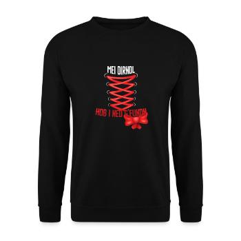 Dirndlersatz Schleife Seite - Unisex Pullover - Schwarz - Vorne - Alina (178cm) & Michal (187cm)