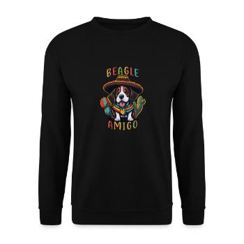 Beagle Amigo Mexikanischer Sombrero Beagle - Unisex Pullover - Schwarz - Vorne - Alina (178cm) & Michal (187cm)