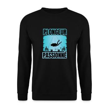 plongeur passionné - Sweat-shirt Unisexe - noir - Devant - Alina (178cm) & Michal (187cm)