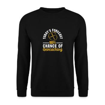 Today's prediction: 100% chance of geocaching fun - Unisex Sweatshirt - black - Front - Alina (178cm) & Michal (187cm)