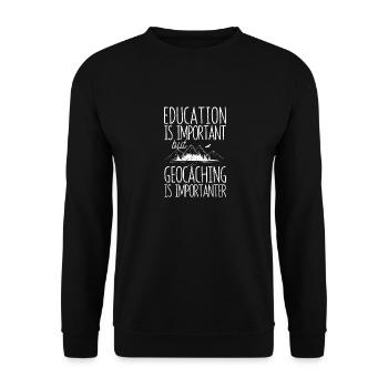 Bildung ist wichtig, aber Geocaching ist wichtiger - Unisex Pullover - Schwarz - Vorne - Alina (178cm) & Michal (187cm)