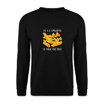 Lustiger Pasta-Nudel-Liebhaber - Unisex Pullover - Schwarz - Vorne - Alina (178cm) & Michal (187cm)