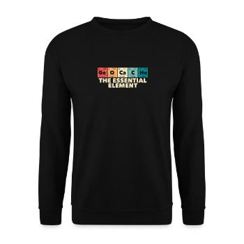 Geocacher Schnitzeljagd Geocache Das wesentliche - Unisex Pullover - Schwarz - Vorne - Alina (178cm) & Michal (187cm)