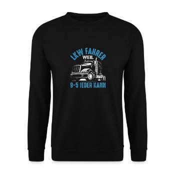 LKW Fahrer Geschenk Brummi Vater Jubiläum - Unisex Pullover - Schwarz - Vorne - Alina (178cm) & Michal (187cm)