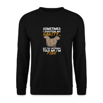 Capybara Nagetier - Unisex Pullover - Schwarz - Vorne - Alina (178cm) & Michal (187cm)