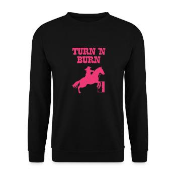 Turn 'N Burn Western Barrel Racer Horse Barrel Rac - Unisex Pullover - Schwarz - Vorne - Alina (178cm) & Michal (187cm)