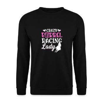 Crazy Barrel Racing Lady Horse Rodeo Western Barre - Sweat-shirt Unisexe - noir - Devant - Alina (178cm) & Michal (187cm)