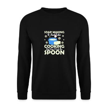 Soap Making Is Just Like Cooking Soapmaker Soapmak - Unisex Pullover - Schwarz - Vorne - Alina (178cm) & Michal (187cm)