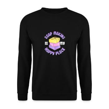 La fabrication du savon est mon endroit heureux Savonnerie Fabrication de savon - Sweat-shirt Unisexe - noir - Devant - Alina (178cm) & Michal (187cm)
