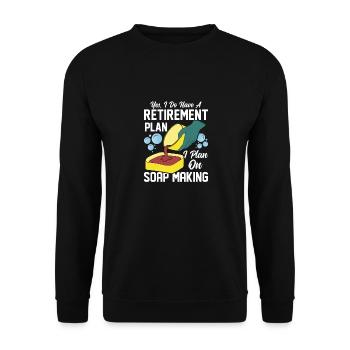 J’ai un plan de retraite, je prévois de faire du savon - Sweat-shirt Unisexe - noir - Devant - Alina (178cm) & Michal (187cm)