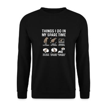 Capybara Nagetier - Unisex Pullover - Schwarz - Vorne - Alina (178cm) & Michal (187cm)