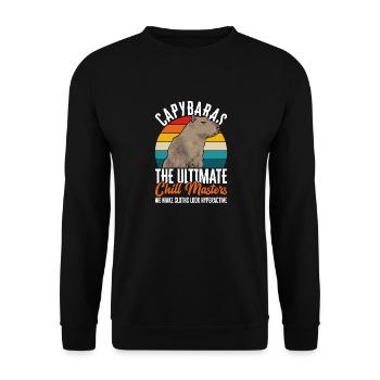 Capybara Nagetier - Unisex Pullover - Schwarz - Vorne - Alina (178cm) & Michal (187cm)