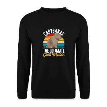 Capybara Nagetier - Unisex Pullover - Schwarz - Vorne - Alina (178cm) & Michal (187cm)