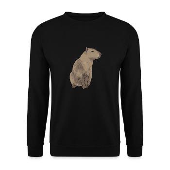 Capybara Nagetier - Unisex Pullover - Schwarz - Vorne - Alina (178cm) & Michal (187cm)