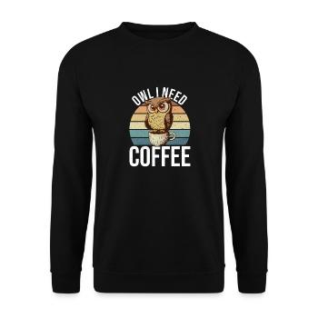Owl Needs Coffee Office Monday Tue Birds - Sweat-shirt Unisexe - noir - Devant - Alina (178cm) & Michal (187cm)