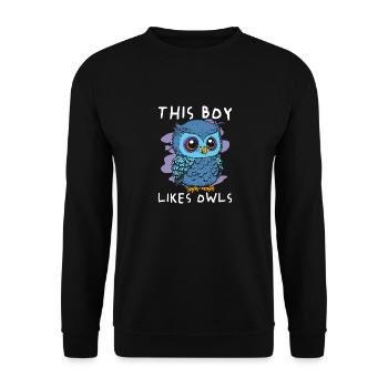 Un garçon aime la vie sauvage, les oiseaux, la - Sweat-shirt Unisexe - noir - Devant - Alina (178cm) & Michal (187cm)