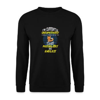 I am currently unsupervised - Unisex Pullover - Schwarz - Vorne - Alina (178cm) & Michal (187cm)