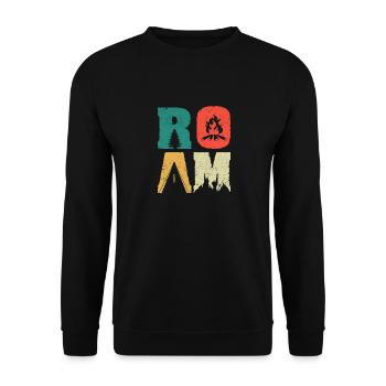 Roam Geocaching Natur erforschen Camping Vintage - Unisex Pullover - Schwarz - Vorne - Alina (178cm) & Michal (187cm)