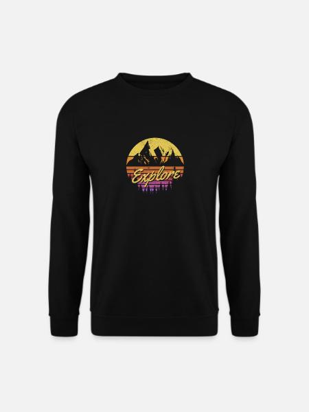 Discover Retro Rainbow Gradient Mountain - Unisex Sweatshirt - black