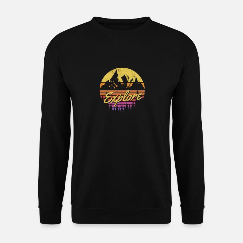Découvrez Retro Rainbow Gradient Mountain - Sweat-shirt Unisexe - noir