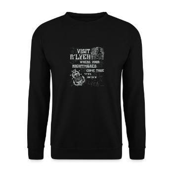 Cthulhu Visit R'lyeh Coordinates, Cosmic Horror - Unisex Pullover - Schwarz - Vorne - Alina (178cm) & Michal (187cm)