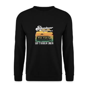 Wohnwagen Wohnmobil Camping Spruch - Unisex Pullover - Schwarz - Vorne - Alina (178cm) & Michal (187cm)
