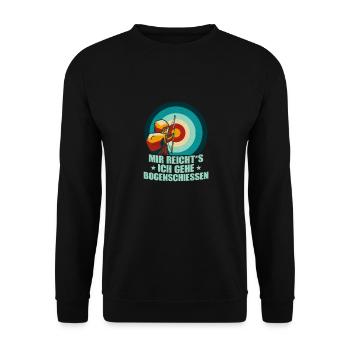 Mir reicht's ich gehe Bogenschiessen Bogenschütze - Unisex Pullover - Schwarz - Vorne - Alina (178cm) & Michal (187cm)