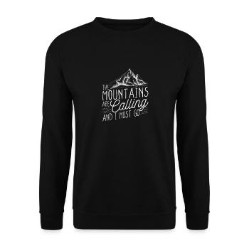 The mountains are calling and I have to go geocaching - Unisex Sweatshirt - black - Front - Alina (178cm) & Michal (187cm)