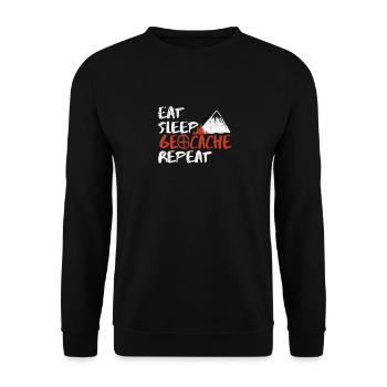 Eat Sleep Geocache Repeat Geocaching Outdoor - Unisex Sweatshirt - black - Front - Alina (178cm) & Michal (187cm)