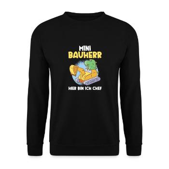 Dinosaurier Bagger Bauherr - Unisex Pullover - Schwarz - Vorne - Alina (178cm) & Michal (187cm)